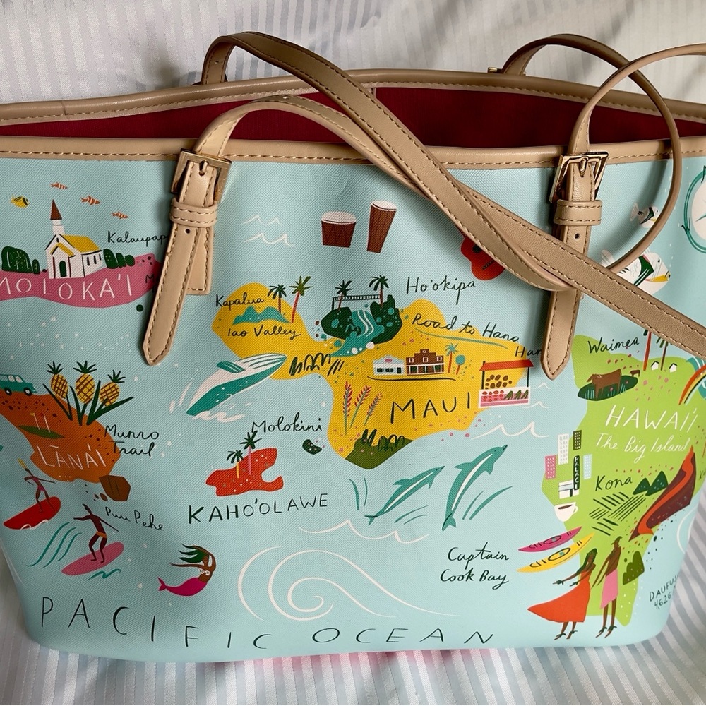 Spartina 449 Hawaiian island Map Tote Bag